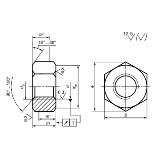 Гайка высокопрочная шестигранная с увеличенным размером ГОСТ Р 52645-2006 - фото - 1