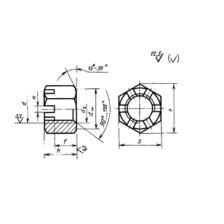 Гайка шестигранная прорезная с уменьшенным размером, класс точности А ГОСТ 2528-73 - фото - 1