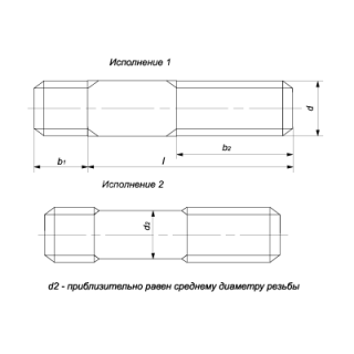 Шпилька с ввинчиваемым концом, класс точности В ГОСТ 22034-76 - фото - 1